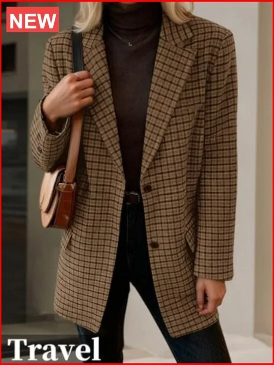 Polyester Blend Wool Blazer Jacket Loose Fit Business Casual - Picture 4 of 7